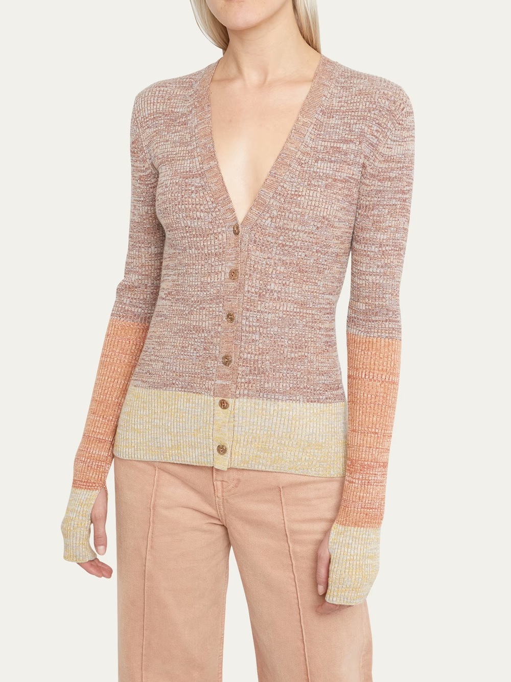 Ulla Johnson Posey Colorblock Cardigan Size S Boho Romantic Neutral earthy color